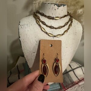 Gold and Red Women's Jewelry Set